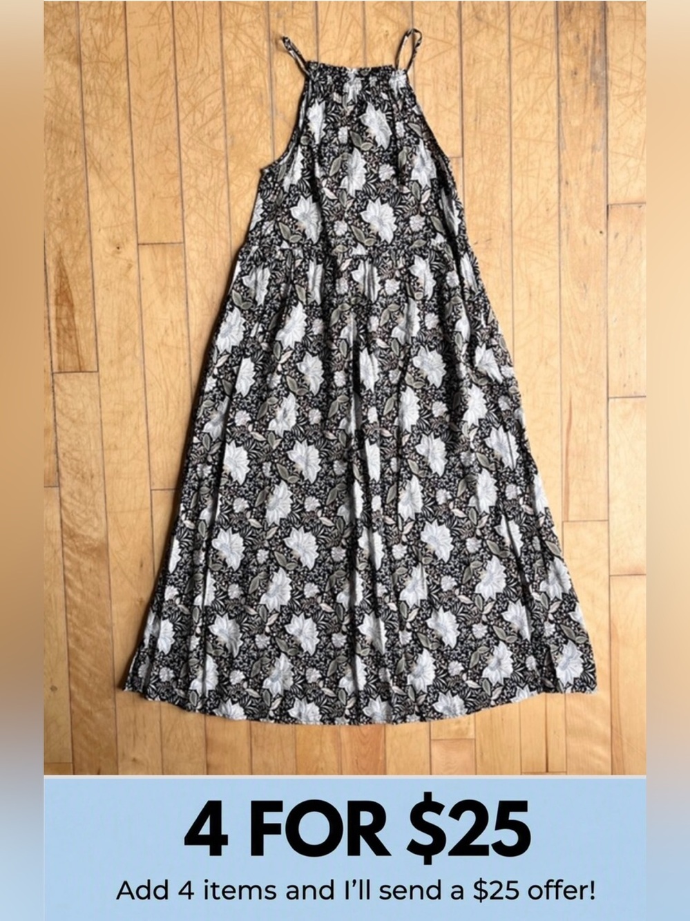 Old Navy Floral Boho Maxi Cottagecore High Neck Sleeveless Dress Size XS
